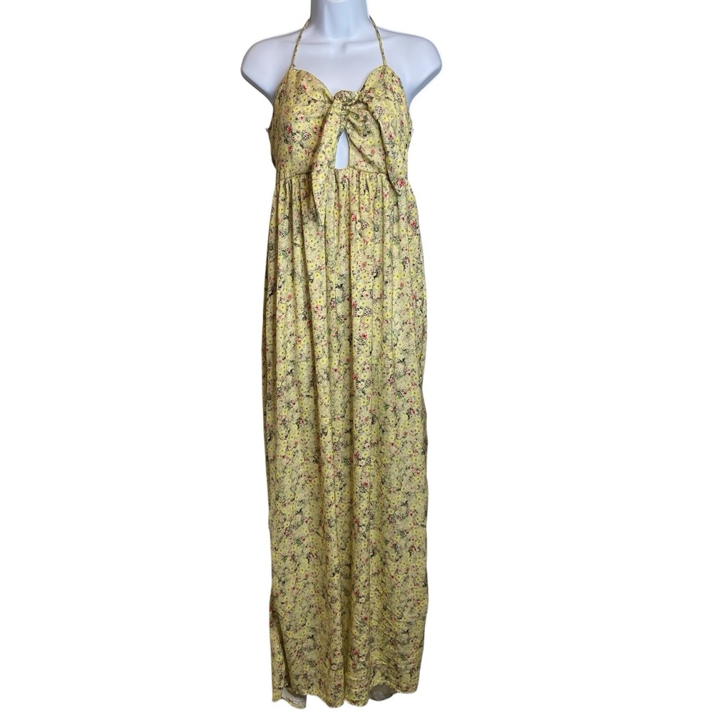 d.RA x REVOLVE Yellow Floral Atria Halter Maxi Dress Sz M Boho Fairy Feminine‎